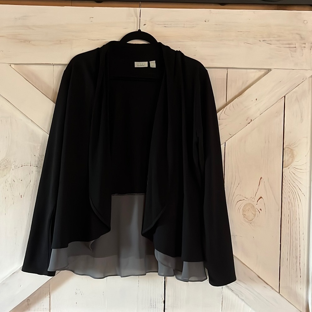 3/$15 LOGO French Terry Cardigan Blazer with Sheer Peplum